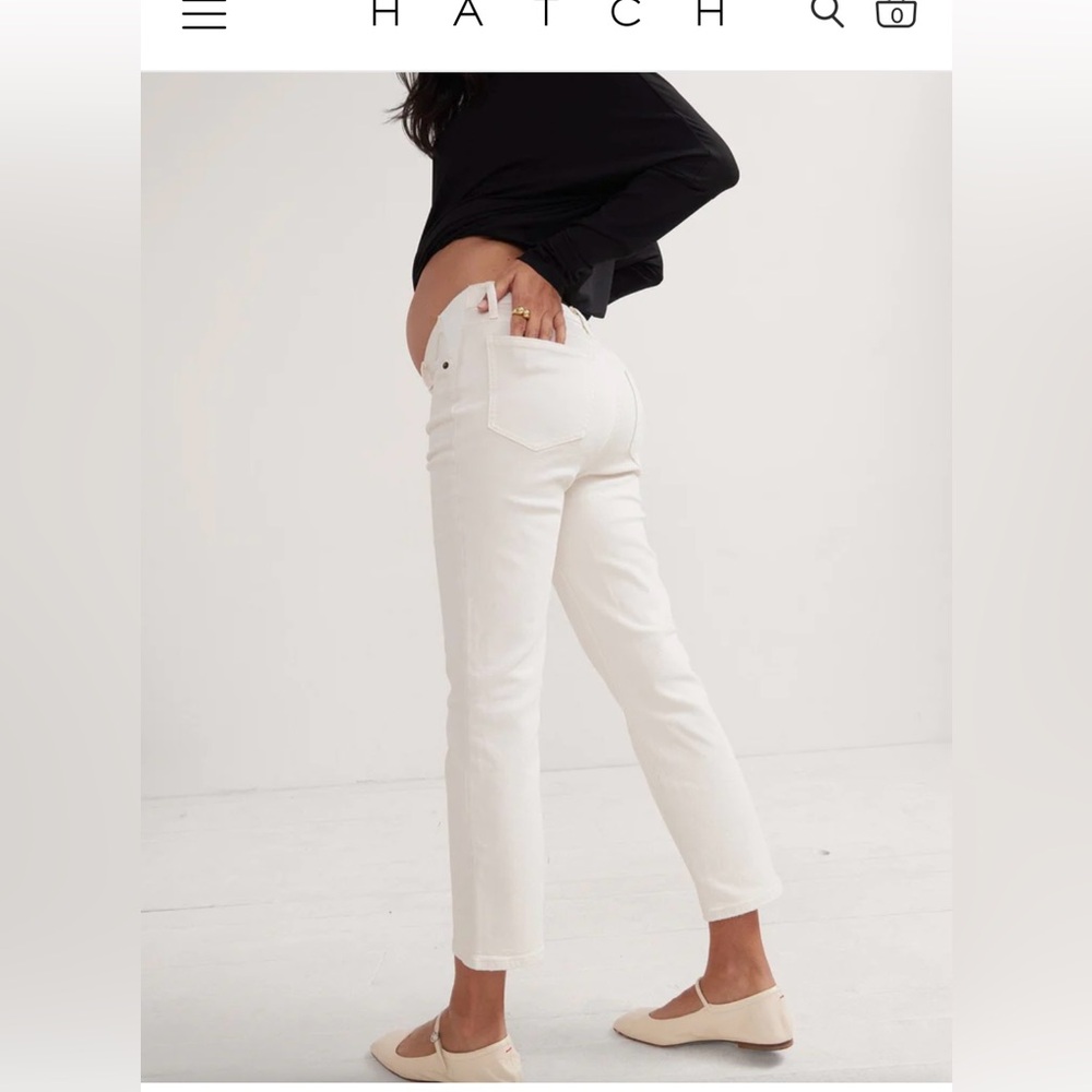 Hatch Women's Straight Leg Jeans in Off-White